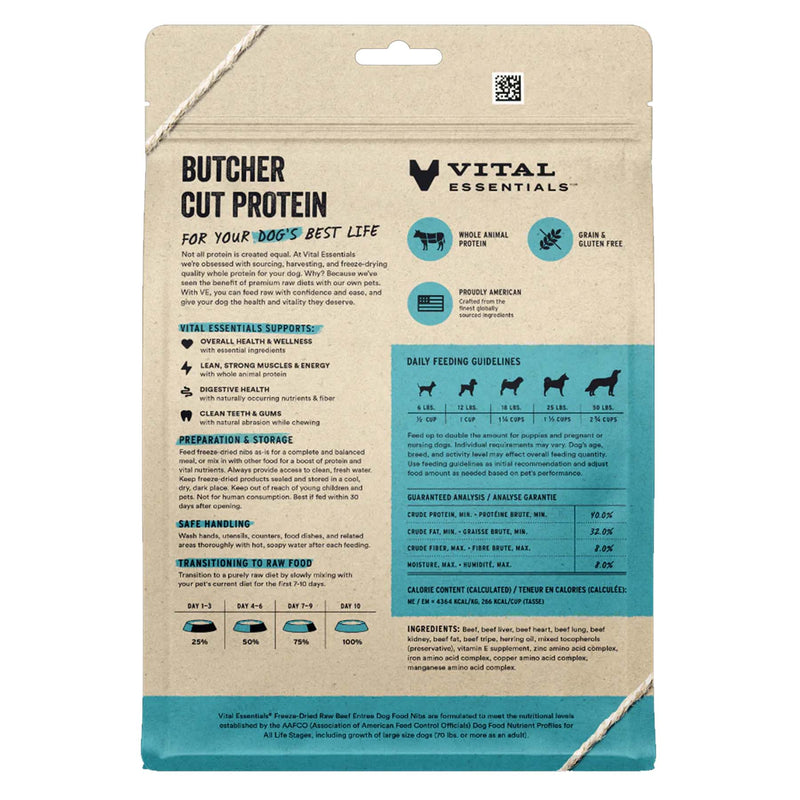 Vital Essentials Beef Nibs - Freeze-Dried Dog Food - 14 oz