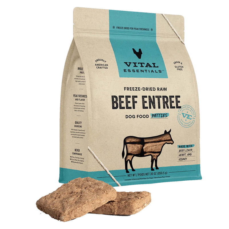 Vital Essentials Beef Patties - Freeze-Dried Dog Food - 30 oz
