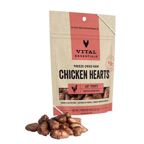 Vital Essentials Freeze-Dried Chicken Hearts Cat Treat - 0.8oz