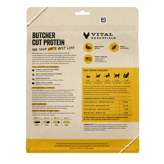 Vital Essentials Freeze-Dried Duck Mini Patties Cat Food