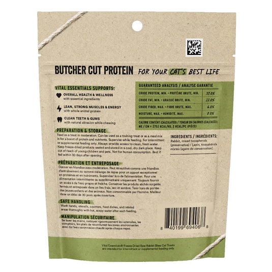 Vital Essentials Freeze-Dried Rabbit Bites Cat Treat - 0.9oz