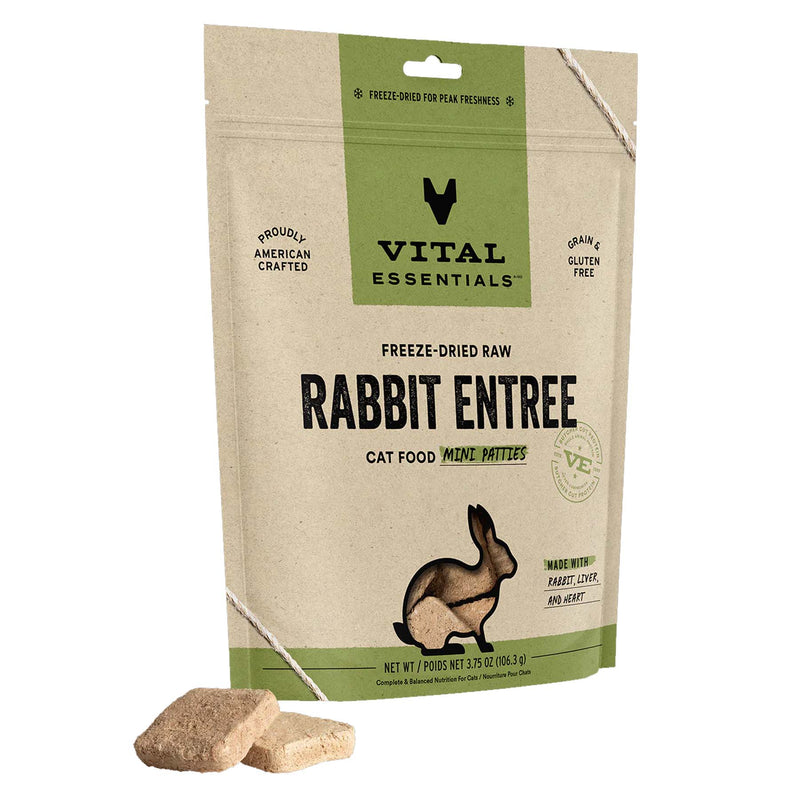 Vital Essentials Freeze-Dried Rabbit Mini Patties Cat Food