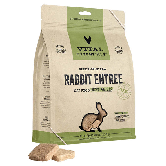 Vital Essentials Freeze-Dried Rabbit Mini Patties Cat Food