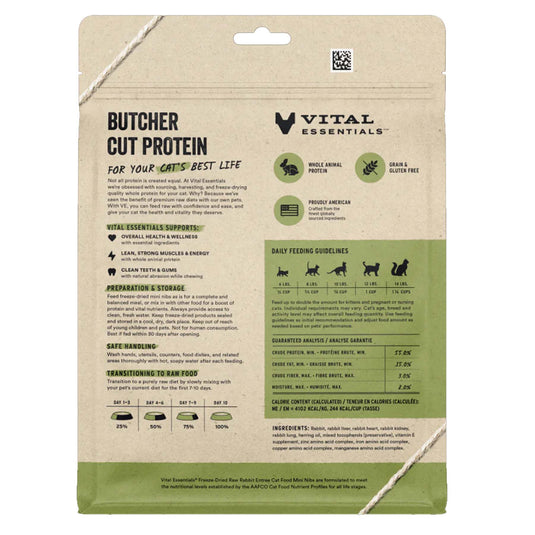 Vital Essentials Freeze-Dried Rabbit Mini Nibs Cat Food
