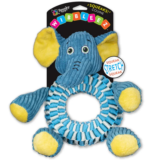 Spunky Pup Wibbleez Round Stretch 'n Squeak Dog Toy - Elephant