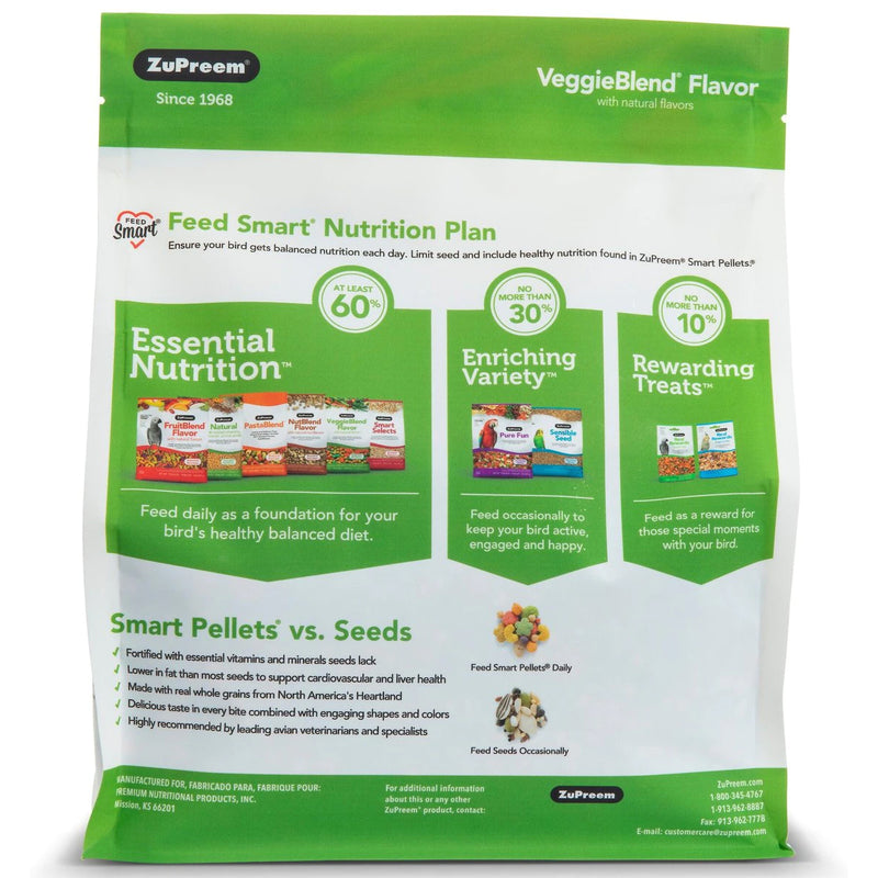 ZuPreem VeggieBlend Daily Nutrition Parrot/Conure Pellet