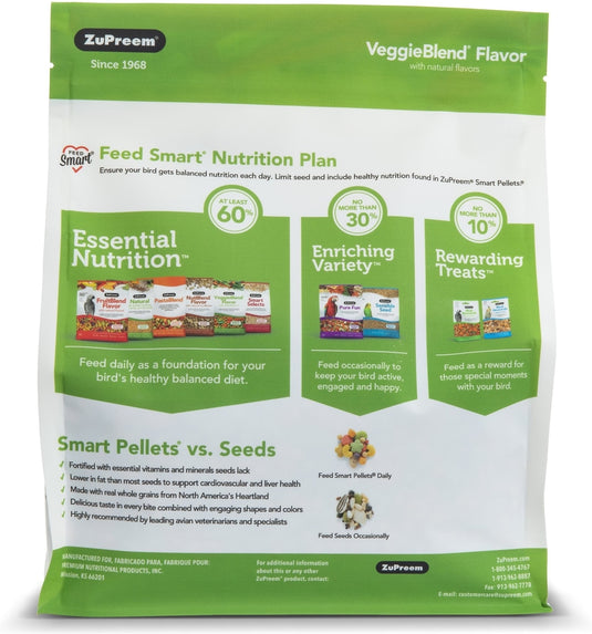ZuPreem VeggieBlend Daily Nutrition Parrot & Conure Pellet - 3.25 lb (EXP: 03/26)