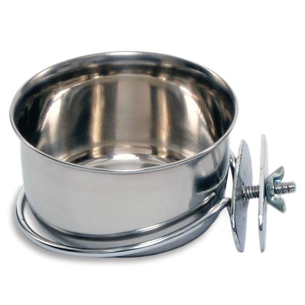Stainless Steel Coop Cup with Clamp Holder - Exotic Wings and Pet Things
