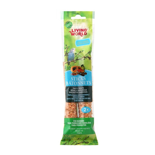 Hagen Living World Budgie Sticks - Fruit Flavour - 60 g (2 oz) - 2 pack - Exotic Wings and Pet Things
