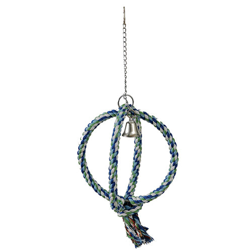 Featherland Paradise Cotton Sphere/Bell Small Parrot Enrichment Swing Toy - 00732