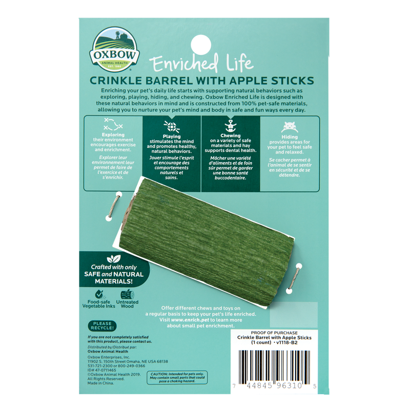 Oxbow Enriched Life Crinkle Barrel With Apple Sticks
