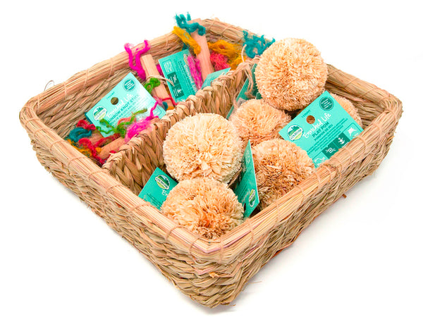 Oxbow Enriched Life Play Pom & Rainbow Knot Stick Basket - Exotic Wings and Pet Things