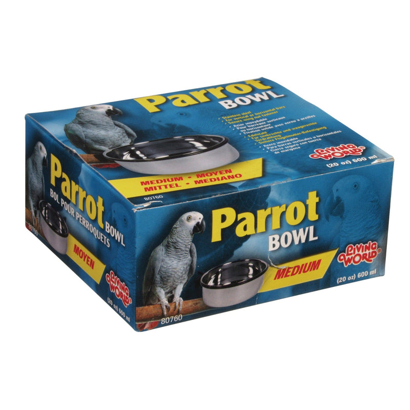 Living World Stainless Steel No-Spill Parrot Dish with Clamp