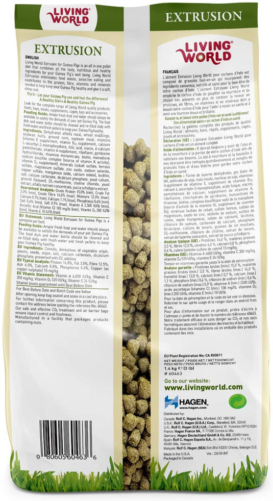 Living World Extrusion Diet for Guinea Pigs EXP 5/2025