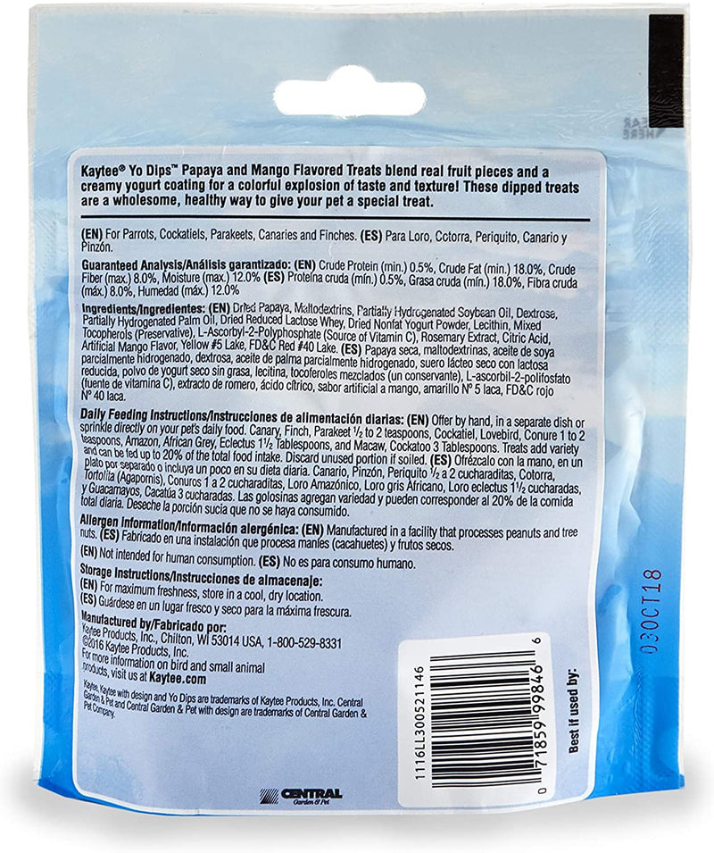 Kaytee Yo Dips Papaya & Mango Flavored Treat for Small Parrots 2.5 oz
