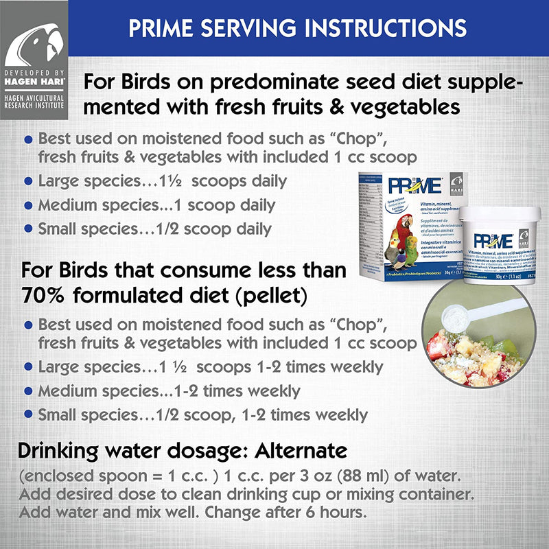 Prime Vitamin Mineral Amino Acid Supplement - Probiotic for All Birds 🍁
