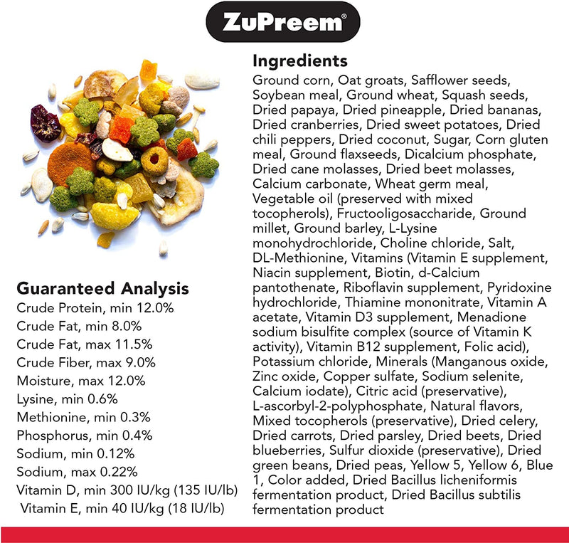 ZuPreem Smart Selects Bird Food for Parrots & Conures
