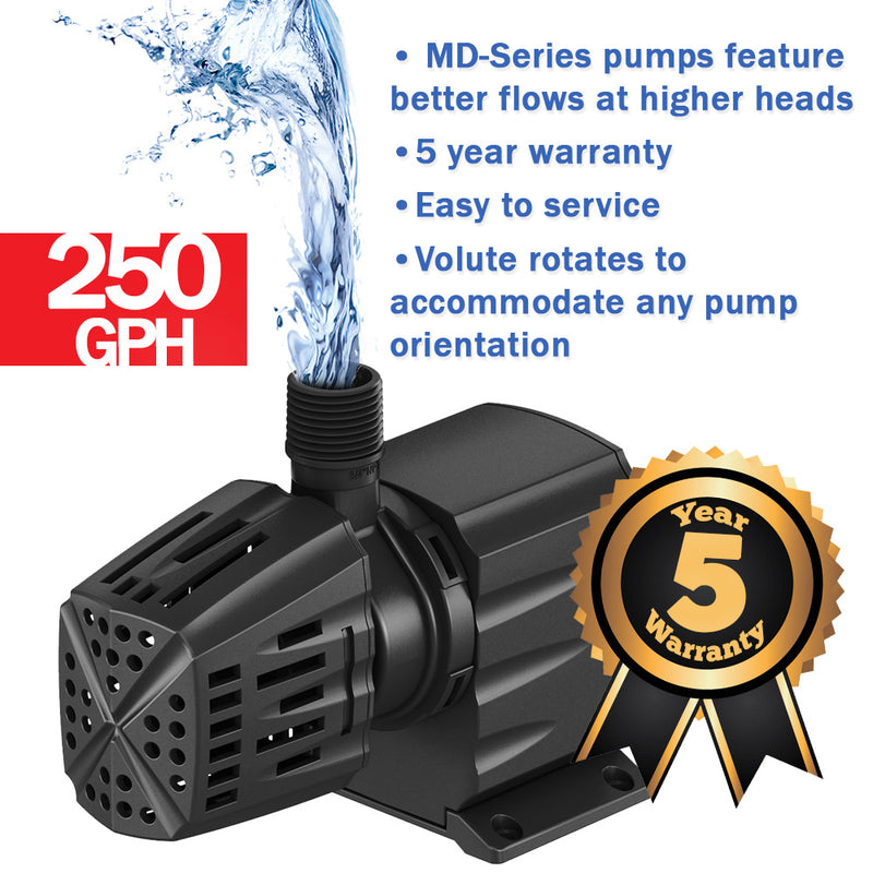 MD-Series Magnetic Induction Pond Pump - Up To 250 U.S. Gal