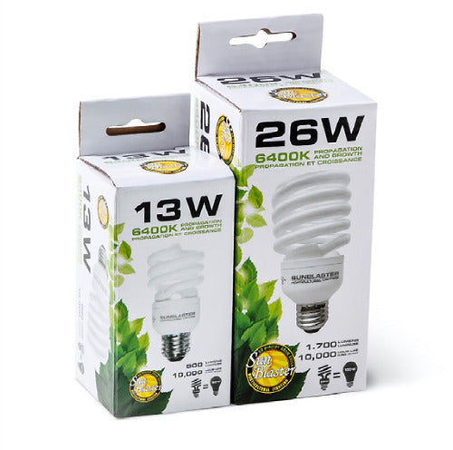 SunBlaster Compact Fluorescent Lamps 6400K - 13W / 26W / Single / 4 Pack
