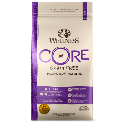 Wellness CORE Grain Free Kitten: Deboned Turkey, Turkey Meal & Deboned Chicken Dry Cat Food