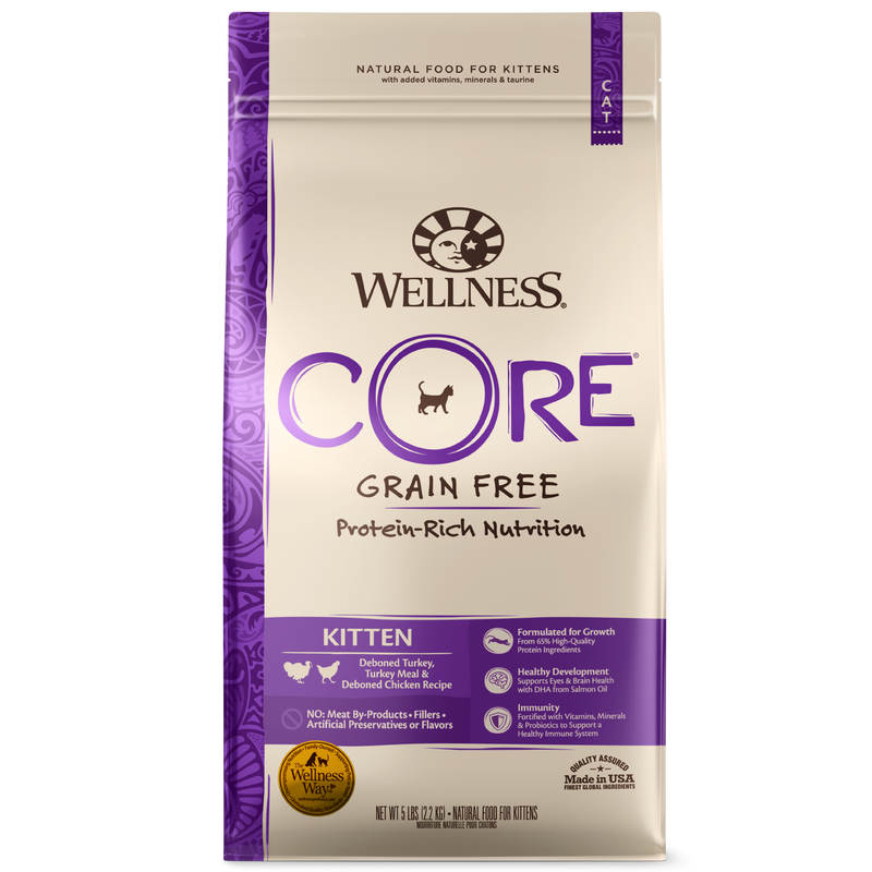 Wellness CORE Grain Free Kitten: Deboned Turkey, Turkey Meal & Deboned Chicken Dry Cat Food
