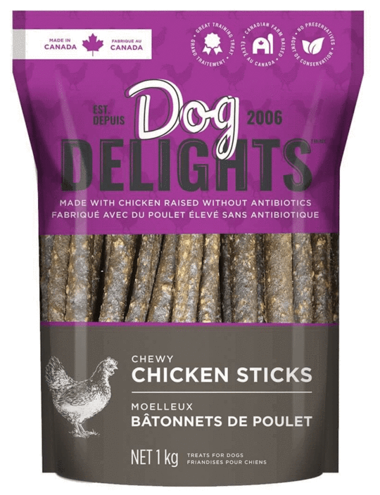 Dog Delights Chicken Sticks Chewy Dog Treats 1 kg.