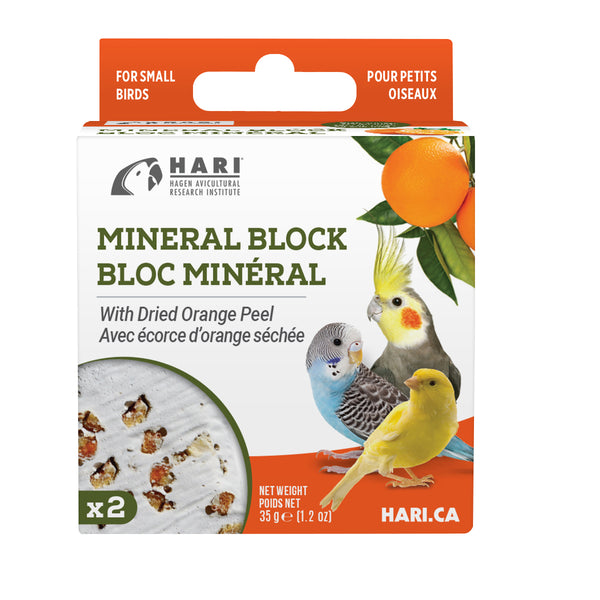 HARI Mineral Block for Small Birds - Dried Orange Peel - 2 pack - 82193