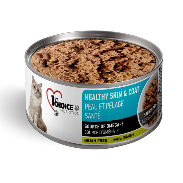 1st Choice Healthy Skin & Coat Grain Free Salmon Pate Wet Cat Food 24x156g