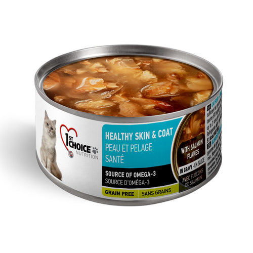 1st Choice Healthy Skin & Coat Grain Free Salmon Flakes Wet Cat Food 24x85g 🍁
