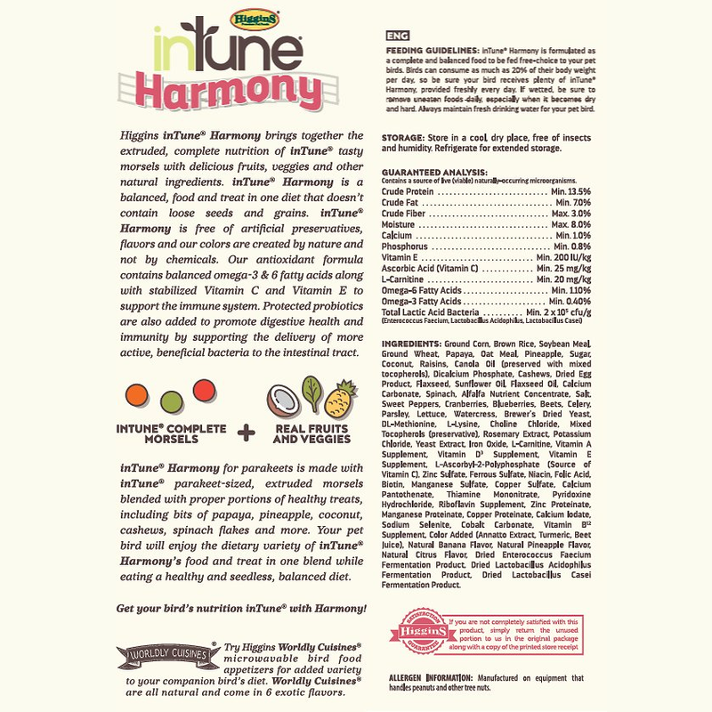 Higgins Intune Harmony Parakeet Enrichment Diet
