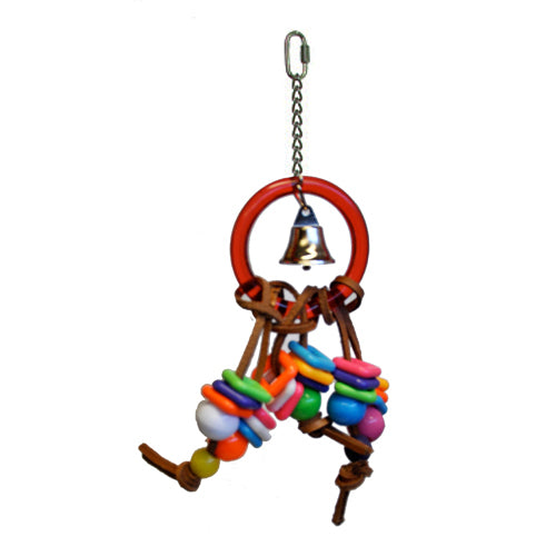 King's Cages Ring, Leather Squares Parrot Parakeet Toy - K372