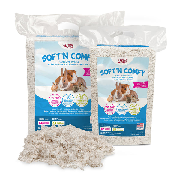 Living World Soft 'N Comfy Small Animal Paper Bedding - White