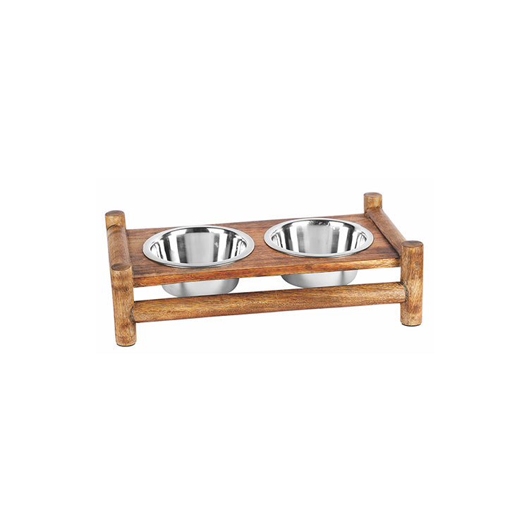 Advance Pet Log Cabin Wood Bamboo Finish Double Diner