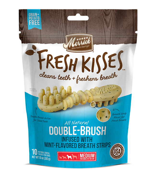 Merrick Fresh Kisses Mint Breath Strips Dental Treat