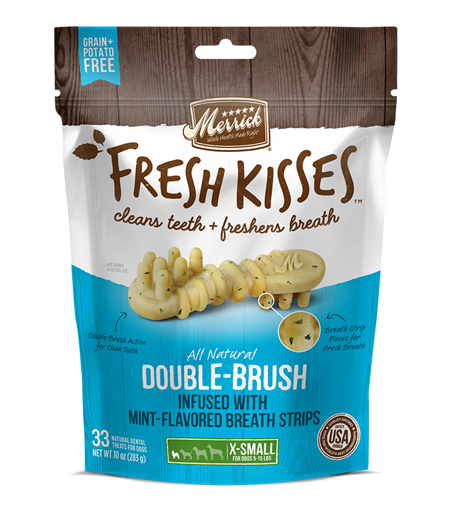 Merrick Fresh Kisses Mint Breath Strips Dental Treat