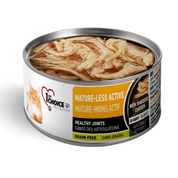 1st Choice Mature/Less Active Grain Free Shredded Chicken Senior Wet Cat Food 24x85g