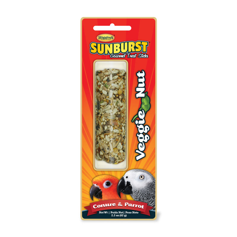 Higgins Sunburst Gourmet Conure & Parrot Veggie Nut Treat Stick