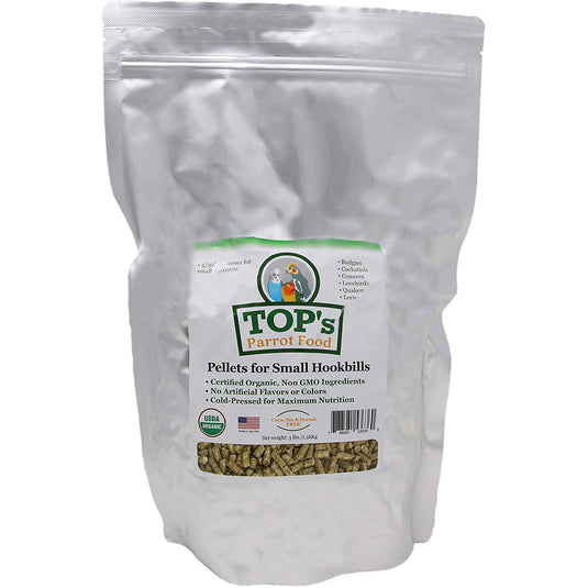 TOP's Parrot Food Small Pellets for Hookbills | USDA Organic Certified - Conure / Cockatiel
