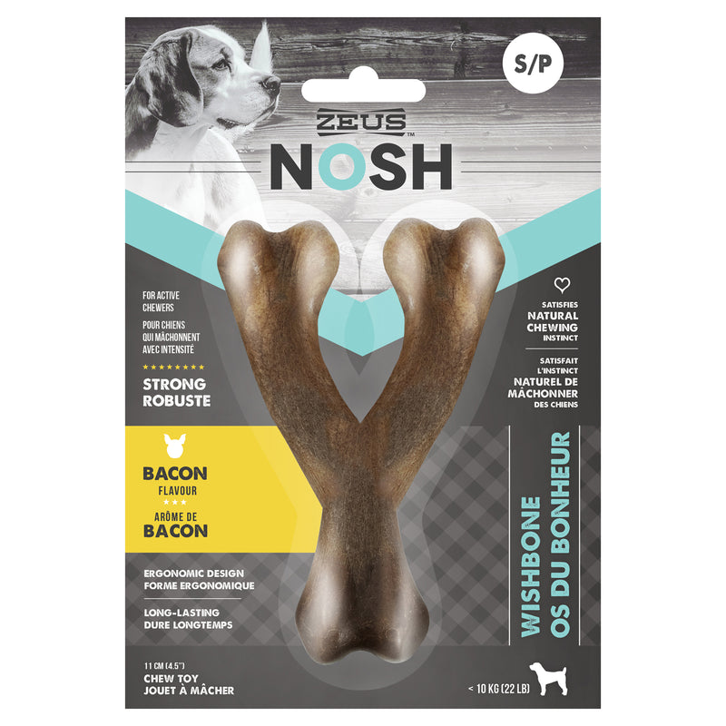 NOSH STRONG Wishbone Chew Bone - Bacon Flavor SM - MED - LG