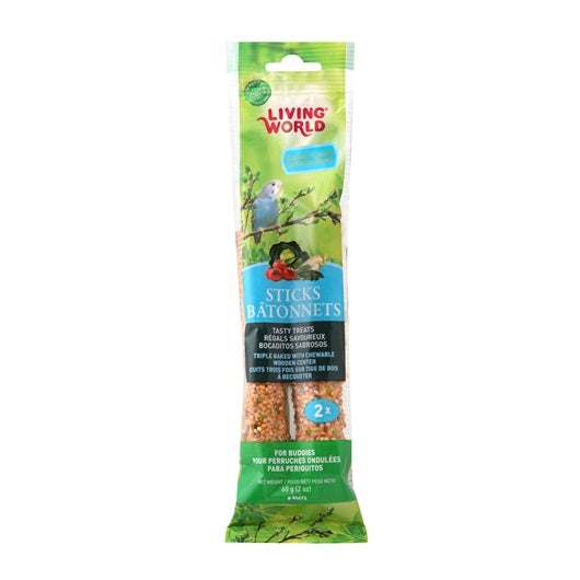Hagen Living World Budgie Sticks - Vegetable Flavour - 60 g (2 oz) - 2 pack - Exotic Wings and Pet Things