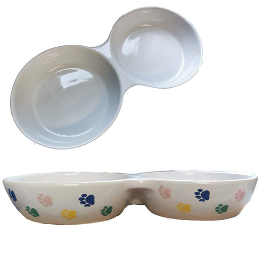 SPOT Paw Print Ceramic Double Diner 8.5
