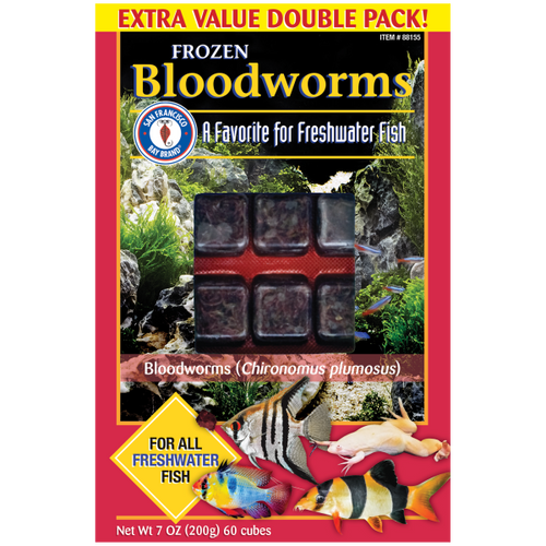 Frozen Bloodworms Fish Food Cubes - 7 oz