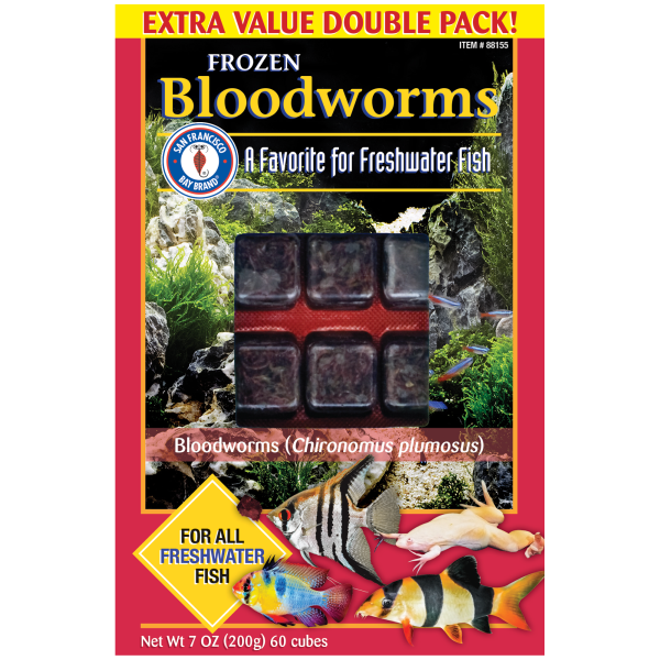 Frozen Bloodworms Fish Food Cubes - 7 oz