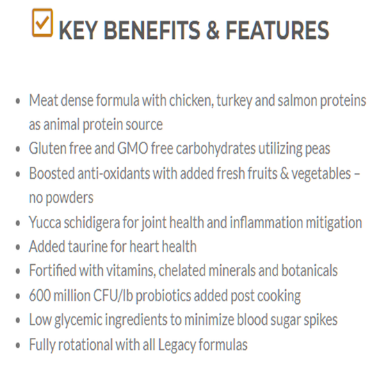 Legacy Grain Free Dog Food - Tri-Protein