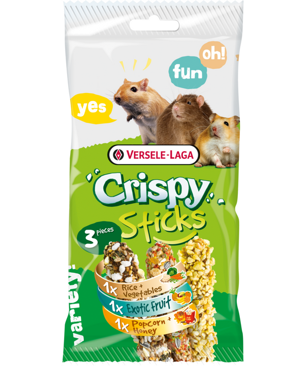 Versele-Laga Crispy Sticks Omnivore 3 Pack for Hamster/Rat/Gerbil/Mouse/Squirrel - Exotic Wings and Pet Things