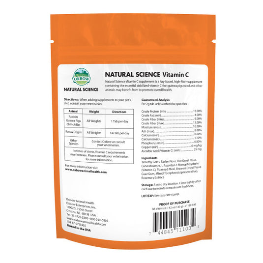 Oxbow Natural Science Vitamin C Supplement 60 ct