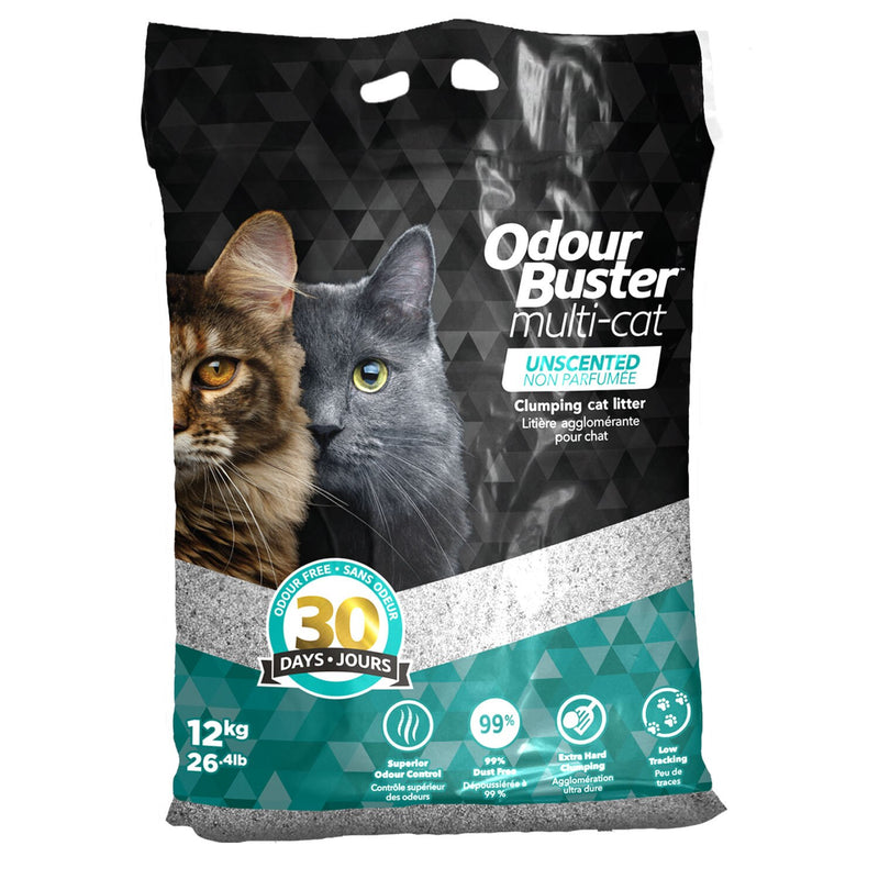 Odour Buster Multi-Cat Clumping Cat Litter Unscented - 12kg
