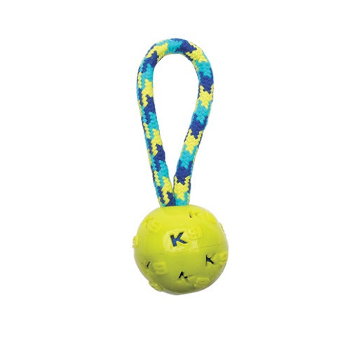 Zeus K9 Fitness Ball Tug with TPR Ball Encasing Tennis Ball 9in