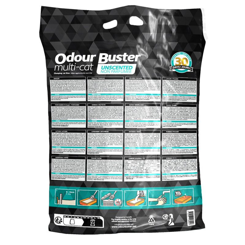 Odour Buster Multi-Cat Clumping Cat Litter Unscented - 12kg
