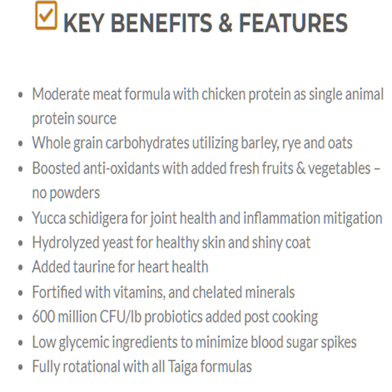 Taiga Whole Grain Dog Food - Chicken
